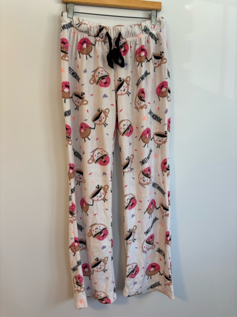 Donut Mug Lounge Pajama Pants Drawstring Fleece PJ Bottoms by Ardene Size Large